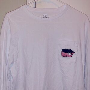 Vineyard Vines Men’s Whale Tree Holiday Longsleeve white cap, Men’s Medium